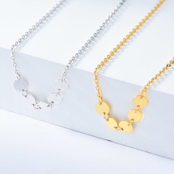 ✨18k Gold Vermeil .925 Italian Sterling Silver Disks Necklace 🤩 New  JEWELRY - Picture 3 of 3